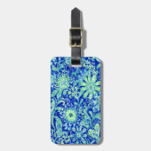 Custom Blue Floral Luggage Tag Gepäckanhänger (Vorderseite vertikal)