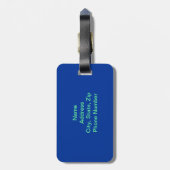 Custom Blue Floral Luggage Tag Gepäckanhänger (Rückseite vertikal)
