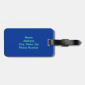 Custom Blue Floral Luggage Tag Gepäckanhänger (Rückseite horizontal)