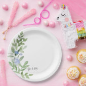 Custom Blue Floral Polterabend Plate Pappteller (Party)