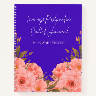 Custom Blue Floral Postpartum Journal For New Moms Notizblock