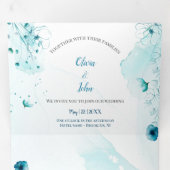 Custom Blue Floral Watercolor Einladung Hochzeit (Innen Erste Seite)