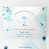Custom Blue Floral Watercolor Einladung Hochzeit (Innen Erste Seite)