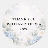 Custom Blue Floral Wedding Sticker (Vorderseite)