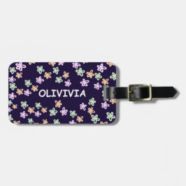 CUSTOM BLUE FLOWER PATTERN Luggage Tag Gepäckanhänger