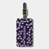CUSTOM BLUE FLOWER PATTERN Luggage Tag Gepäckanhänger (Vorderseite vertikal)