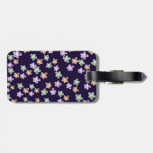 CUSTOM BLUE FLOWER PATTERN Luggage Tag Gepäckanhänger (Rückseite horizontal)