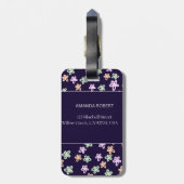 CUSTOM BLUE FLOWER PATTERN Luggage Tag Gepäckanhänger (Rückseite vertikal)