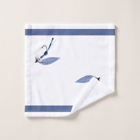 Custom Blue Fly Fishing Fliegt Küstenbad Badhandtuch Set (Waschlappen)
