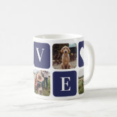 Custom Blue Foto Collage Family Liebe Tasse (VorderseiteRechts)