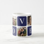 Custom Blue Foto Collage Family Liebe Tasse (Mittel)
