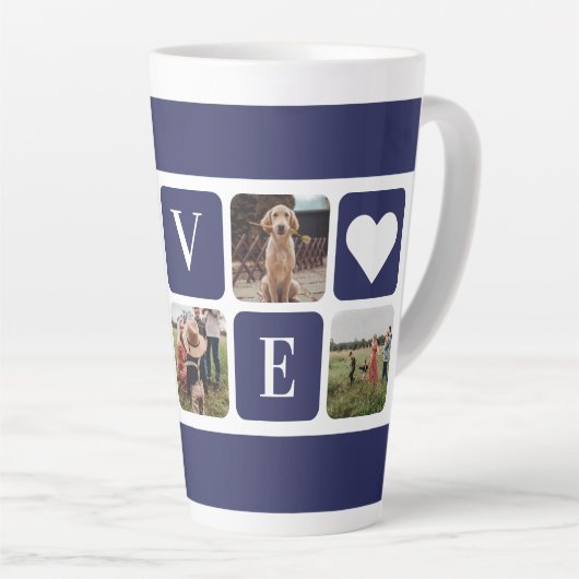 Custom Blue Foto Latte Tasse (Rechte Ecke)