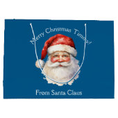 Custom Blue from Santa Claus Kinder Weihnachten Große Geschenktüte (Rückseite)