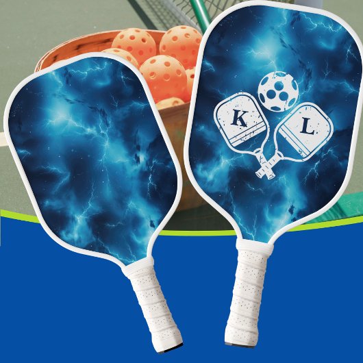 Custom Blue Galaxy Pickleball Paddle mit Initialen