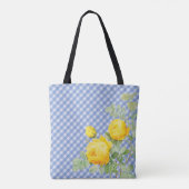 Custom Blue Gingham mit gelben Blumen auf der Rück Tasche (Rückseite)