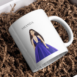 Custom Blue, Girl zeichnend Kaffeetasse