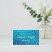 Custom Blue Glitzer Business Card Visitenkarte (Stehend Vorderseite)