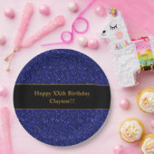 Custom Blue Glitzer mit Message Birthday Party Pappteller (Party)
