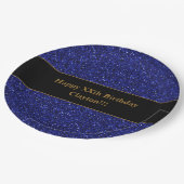 Custom Blue Glitzer mit Message Birthday Party Pappteller (Schrägansicht)