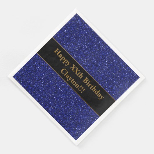Custom Blue Glitzer mit Message Birthday Party Serviette (Ecke)