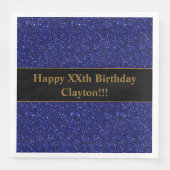 Custom Blue Glitzer mit Message Birthday Party Serviette (Vorderseite)