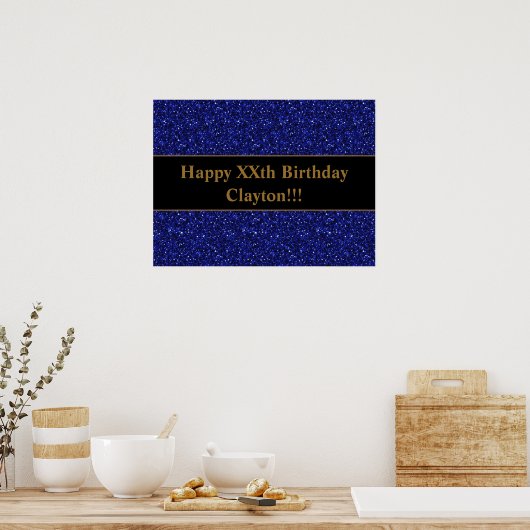 Custom Blue Glitzer mit Message Birthday Poster (Küche)