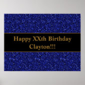 Custom Blue Glitzer mit Message Birthday Poster (Vorne)