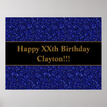Custom Blue Glitzer mit Message Birthday Poster