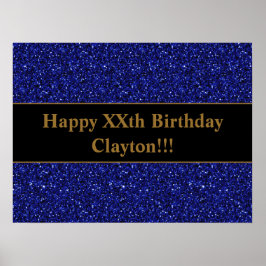 Custom Blue Glitzer mit Message Birthday Poster