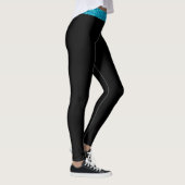 Custom Blue Glitzer Stripe Black Leggings Womens (Rechts)