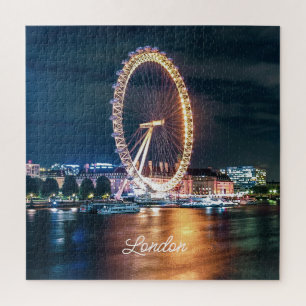 Custom Blue Gold City Night Travel London Puzzle