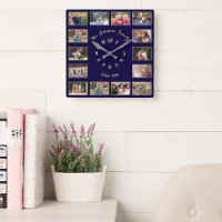 Custom Blue Gold Family Photo Wedding Anniversary