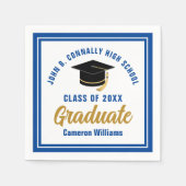 Custom Blue Gold Graduate 2023 Graduation Party Serviette (Vorderseite)