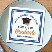 Custom Blue Gold Graduate 2023 Graduation Party Serviette
