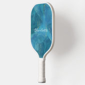 Custom Blue Gold Marmormuster Muster Pickleball Schläger (Links)