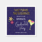 Custom Blue Gold Tasselߴ Turned Graduation Party Serviette (Vorderseite)