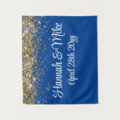 Custom Blue Gold Wedding Backdrop Foto Prop Wandteppich (Vorderseite)