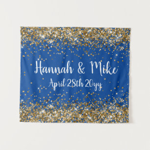 Custom Blue Gold Wedding Backdrop Foto Prop Wandteppich