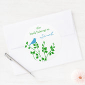 Custom Blue Green Bird Book Stickers (Umschlag)