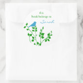 Custom Blue Green Bird Book Stickers (Tasche)
