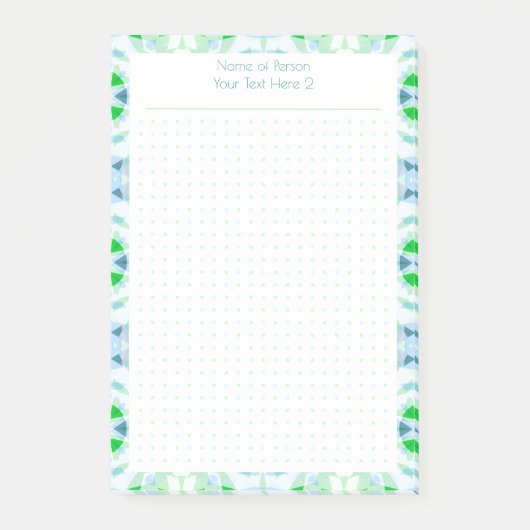 Custom Blue Green Dot Grid Student Geschenkplaner Post-it Klebezettel (Vorderseite)