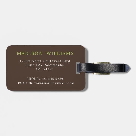 Custom Blue Green Lila Black Zickzack Muster Gepäckanhänger (Rückseite horizontal)