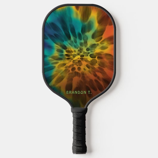 Custom Blue Green Lila Orange Retro Gefärbte Krawa Pickleball Schläger (Vorderseite)