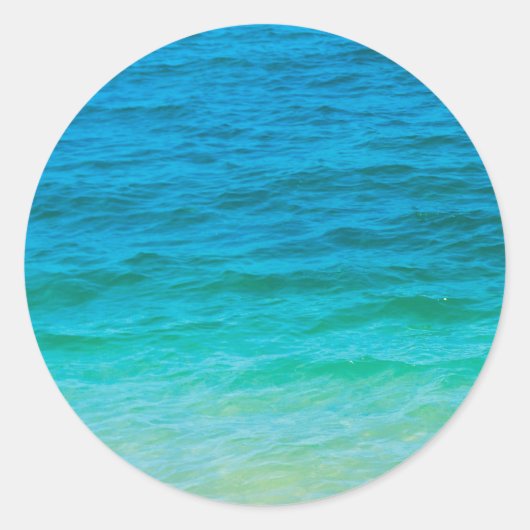 Custom Blue Green Sea Waves Blank Template Elegant Runder Aufkleber (Vorderseite)