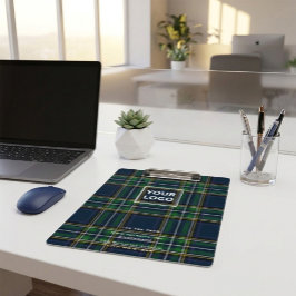 Custom Blue & Green Tartan Business Clipboard  Klemmbrett