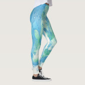 Custom Blue Green White Trendy Moderne Abstrakt Leggings (Rechts)