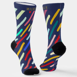 Custom Blue Green Yellow Geometric Muster Socken