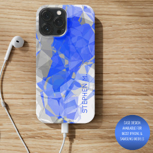 Custom Blue Grey White Modern Polygon Muster Case-Mate iPhone Hülle