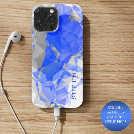 Custom Blue Grey White Modern Polygon Muster Case-Mate iPhone Hülle
