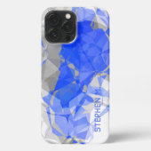 Custom Blue Grey White Modern Polygon Muster iPhone Hülle (Rückseite)